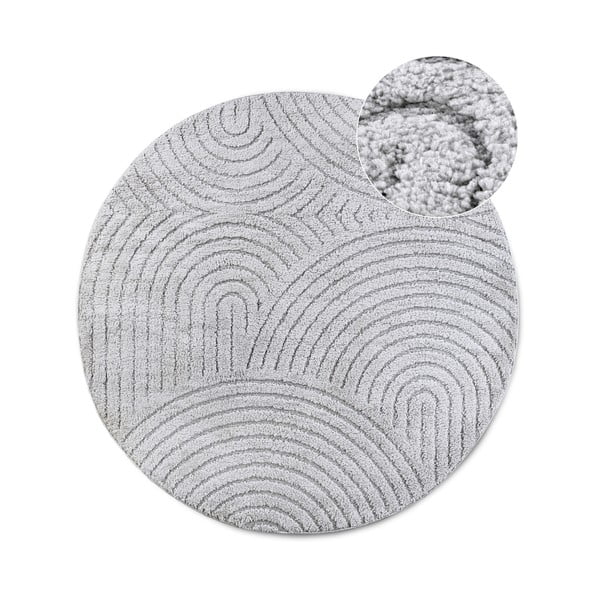 Hellgrauer runder Teppich, Ø 200 cm Panglao New York Light Grey - Elle Decoration
