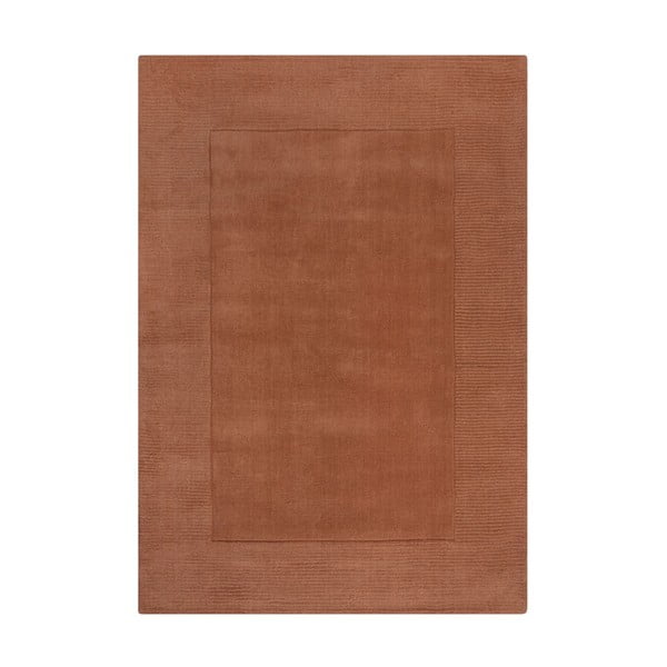 Wollteppich in Ziegelrot, 200 × 290 cm Textured Wool Border - Flair Rugs