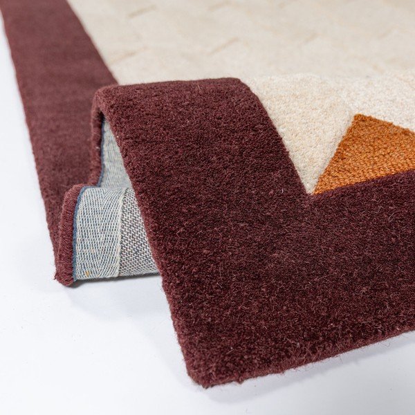 Weinrot/in Naturfarbe, handgewebter Wollteppich, 120 × 170 cm Apex Border Wool - Flair Rugs-image-4
