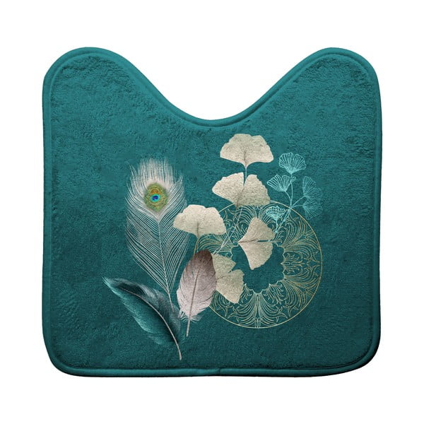 Türkisfarbene WC-Badezimmermatte, 45 x 45 cm Ginkoblue - douceur d'intérieur