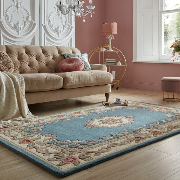 Blauer Wollteppich, 75 × 150 cm Aubusson - Flair Rugs-image-1