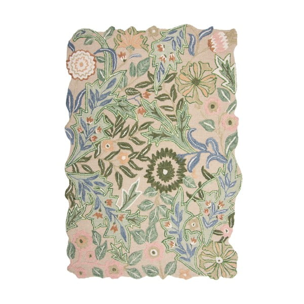 Grüner, handgewebter Wollteppich, 160 × 230 cm Bryony Shaped Floral - Flair Rugs