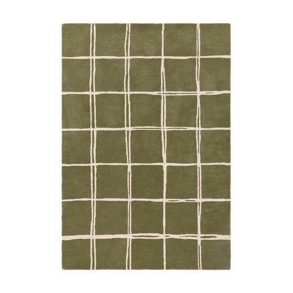 Grüner, handgewebter Wollteppich, 200 × 290 cm Albany Grid - Asiatic Carpets
