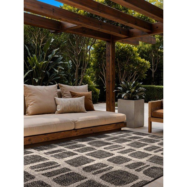 Schwarz/cremefarbener Teppich für den Innen- und Außenbereich, 120 × 170 cm Haringey Ruskin - Ted Baker-image-1