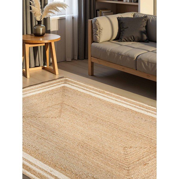 Cremefarben/in Naturfarbe, beidseitig nutzbar/handgewebter Jute-Teppich, 120 x 170 cm Looma - Hanse Home-image-1