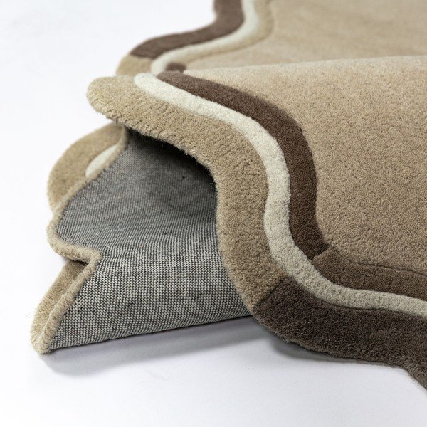Handgewebter runder Wollteppich in Naturfarbe, Ø 180 cm Leo Scallop - Flair Rugs-image-3