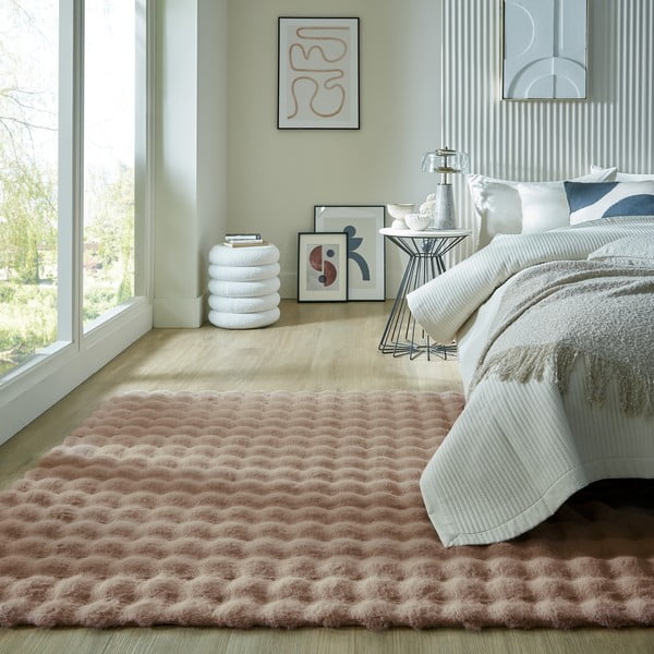 Braunes Kunstfell 160 × 230 cm Waffle Faux Fur - Flair Rugs-image-1