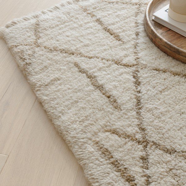 Cremefarbener, waschbarer/handgewebter Wollteppich, 120 × 170 cm Azera Crosshatch - Asiatic Carpets-image-2