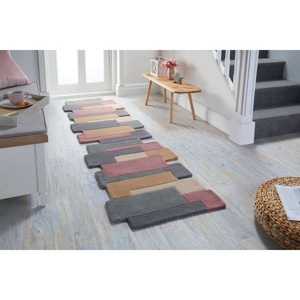 Brauner Wollteppich 60 × 230 cm Collage - Flair Rugs-image-1