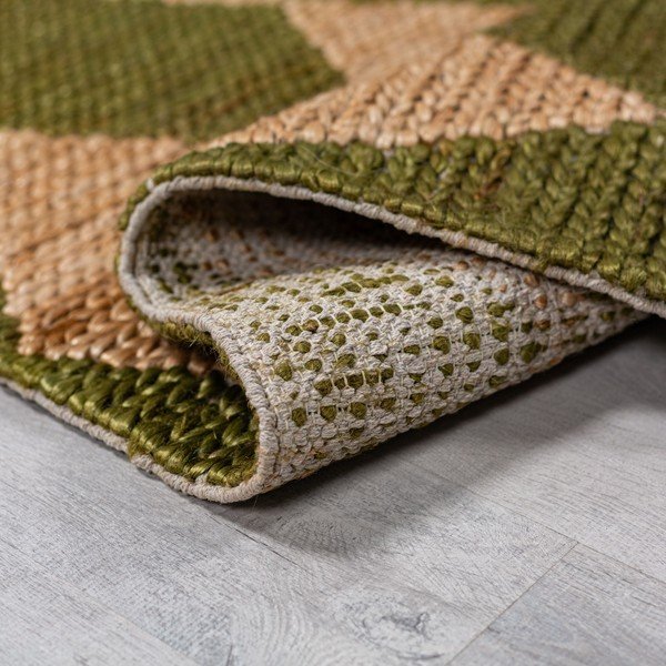 Grüner/naturfarbener, handgewebter Läufer mit Juteanteil, 80 x 230 cm Effie Diamond - Flair Rugs-image-4