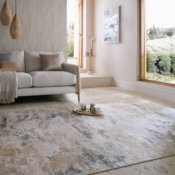 Grau-beiger, waschbarer Teppich, 152 x 230 cm Lila Abstract - Flair Rugs-image-1