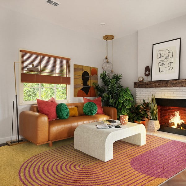 Gelb-orangefarbener Teppich, 160 × 230 cm Muse Orange Retro - Asiatic Carpets-image-1