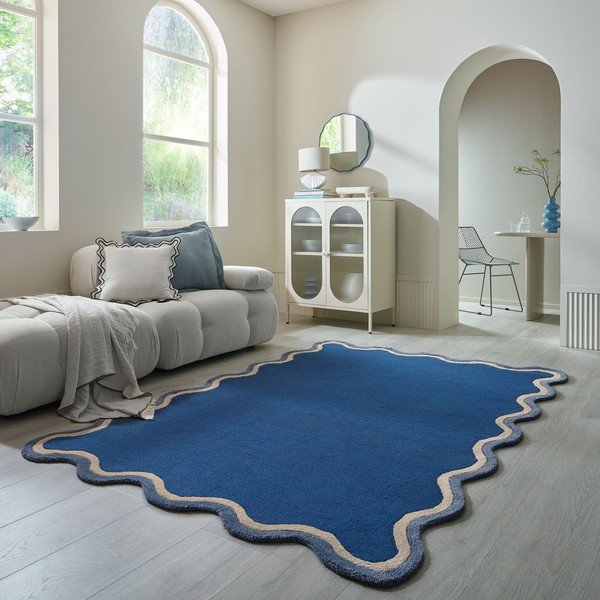 Dunkelblauer, handgewebter Teppich mit Wollanteil, 120 × 170 cm Rivo Wool - Flair Rugs-image-1