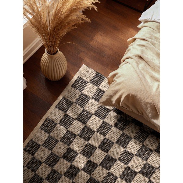 Schwarz/cremefarbener, beidseitig nutzbarer, handgewebter Teppich mit Juteanteil, 160 x 230 cm Rex - Hanse Home-image-2
