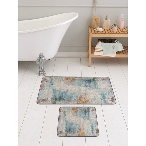 Blau-graue Badezimmerteppiche im 2er-Set, 60 x 100 cm - Mila Home-image-2