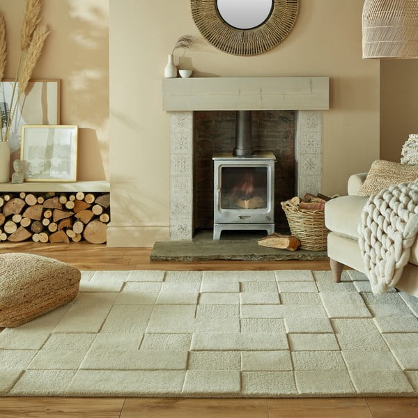 Beiger Wollteppich, 120 × 170 cm Checkerboard - Flair Rugs-image-1