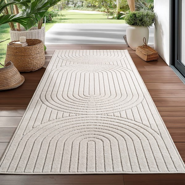 Cremefarbener Läufer für den Innen- und Außenbereich, 80 × 250 cm Nova 1201 - Ayyildiz Carpets-image-1