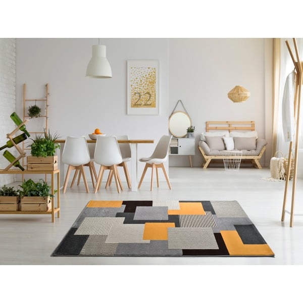 Orange/grauer Teppich 160x230 cm Leo Square – Universal-image-1