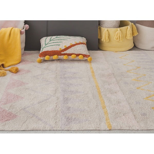 Rosa-cremefarbener, waschbarer, handgewebter Baumwoll-Kinderteppich, 140 x 200 cm Azteca Vintage Nude - Lorena Canals-image-4