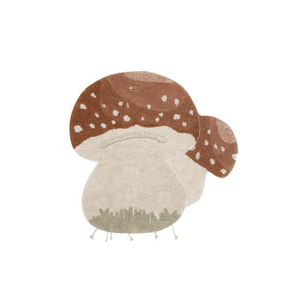 Waschbarer, handgewebter Baumwoll-Kinderteppich in Ziegelrot und Creme, 120 x 120 cm Boletus - Lorena Canals