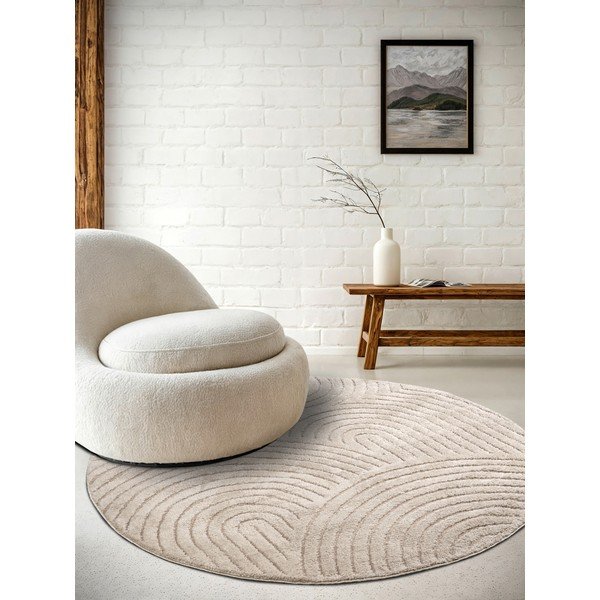 Beiger runder Teppich, Durchmesser 200 cm Panglao New York Taupe - Elle Decoration-image-1