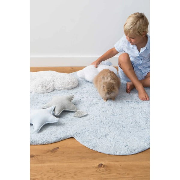 Hellblauer, waschbarer, handgewebter Baumwoll-Kinderteppich, 70 x 100 cm Mini Dream - Lorena Canals-image-3