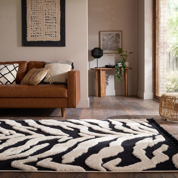 Schwarz-weißer Teppich, 200 × 300 cm Esra Zebra - Flair Rugs-image-1