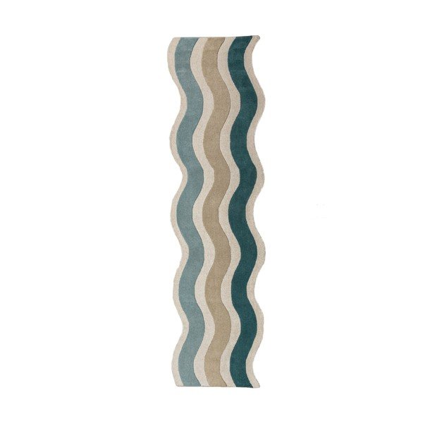 Blauer, handgewebter Wollläufer, 80 x 300 cm Cascade Wool - Flair Rugs