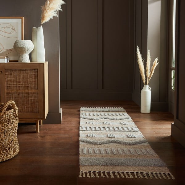 Läufer in Hellgrau und Naturfarbe, 60 x 230 cm Medina - Flair Rugs-image-1