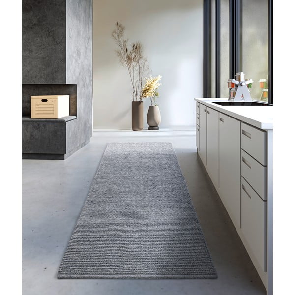 Grauer, handgewebter Läufer aus Wolle, 80 x 200 cm Francois - Villeroy&Boch-image-1