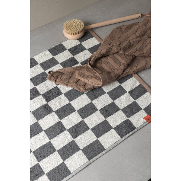 Anthrazit/beige Duschvorleger aus Bio-Baumwolle, 50 x 80 cm Retro - Mette Ditmer Denmark-image-1