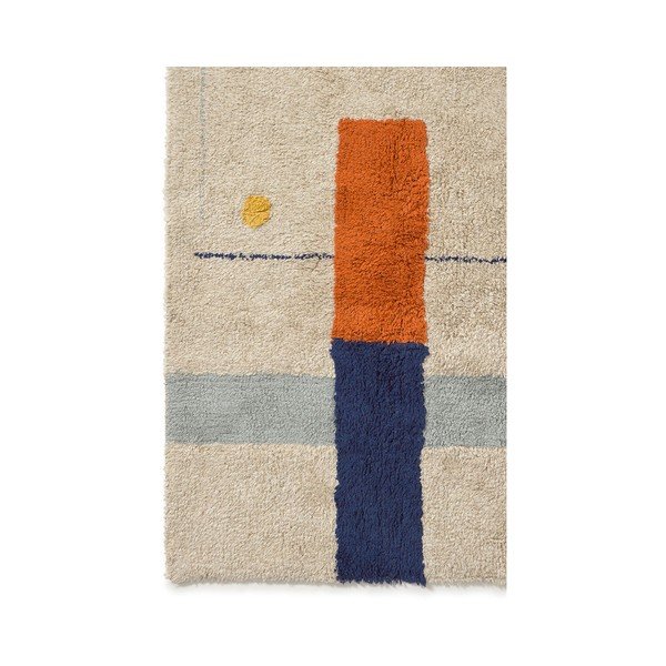 Beiger, waschbarer/handgewebter Baumwollteppich, 120 × 160 cm Geometrical Shapes - Lorena Canals-image-4