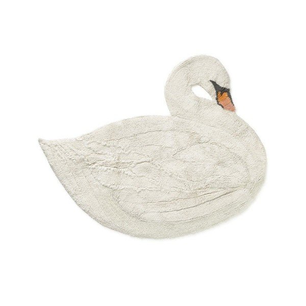 Cremefarbener, waschbarer/handgewebter Baumwoll-Kindenteppich, 100 x 120 cm Swan - Lorena Canals