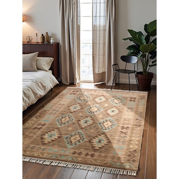 Hellblau/beige, beidseitig nutzbar, handgewebter Wollteppich, 120 x 170 cm Kamal Dune - Hanse Home-image-1