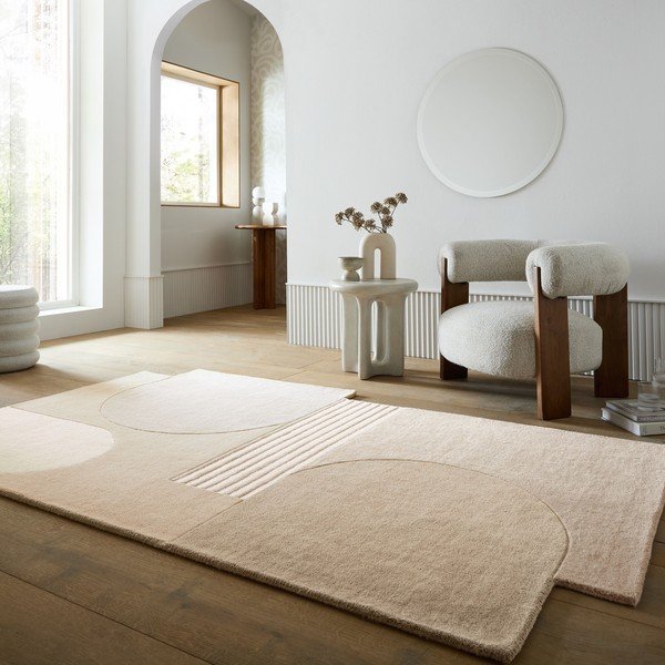 Handgewebter Wollteppich in Naturfarbe, 200 × 290 cm Lozenge - Flair Rugs-image-1