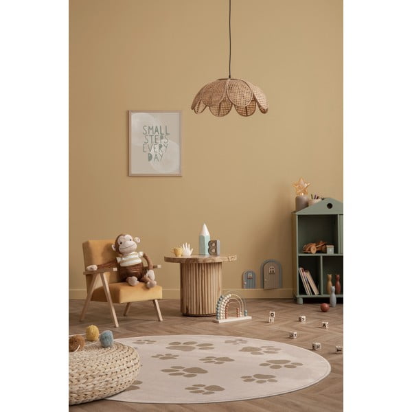 Beiger Kinderteppich, Ø 100 cm Paws Light Beige - FD-image-1