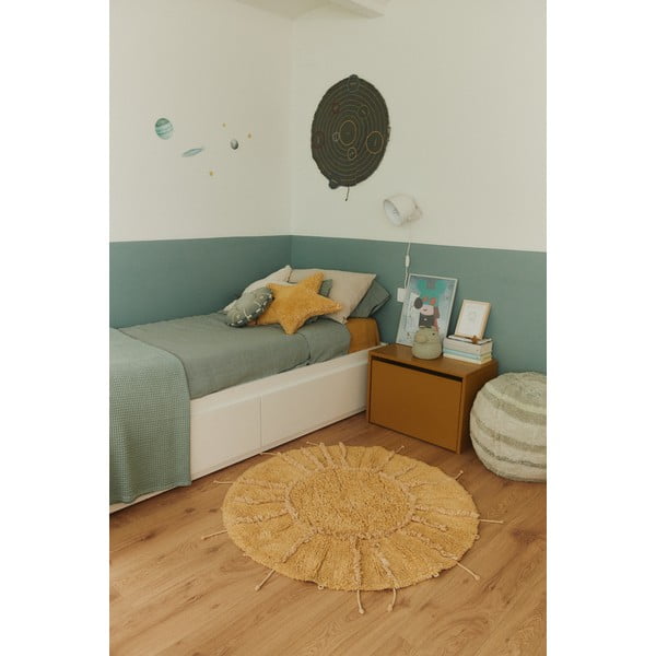 Waschbarer, handgewebter runder Baumwollteppich in Senffarbe, Ø 100 cm Solar Multishape - Lorena Canals-image-3