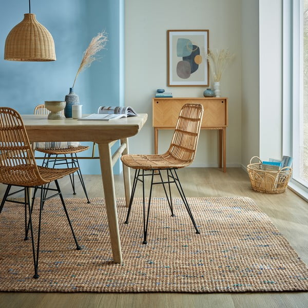 Blauer/naturfarbener, handgewebter Jute-Teppich, 120 × 170 cm Jute Boucle Blue - Flair Rugs-image-1