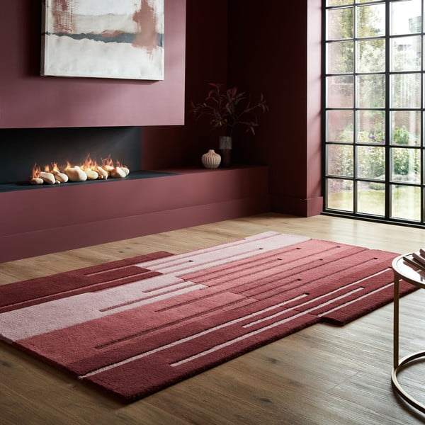 Weinroter, handgewebter Wollteppich, 200 × 290 cm Split Ombre Shaped - Flair Rugs-image-1