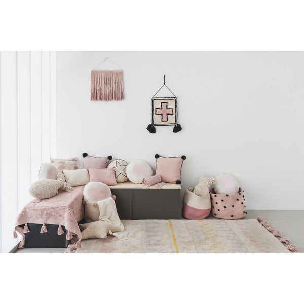 Rosa-cremefarbener, waschbarer, handgewebter Baumwoll-Kinderteppich, 120 × 160 cm Azteca Vintage Nude - Lorena Canals-image-3