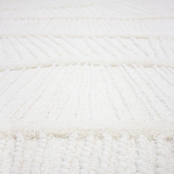 Weißer, handgewebter Teppich mit Wollanteil, 160 × 230 cm Sculptured Wave - Flair Rugs-image-2