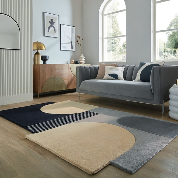 Schwarz-grauer, handgewebter Wollteppich, 150 x 240 cm Lozenge Monochrome - Flair Rugs-image-1