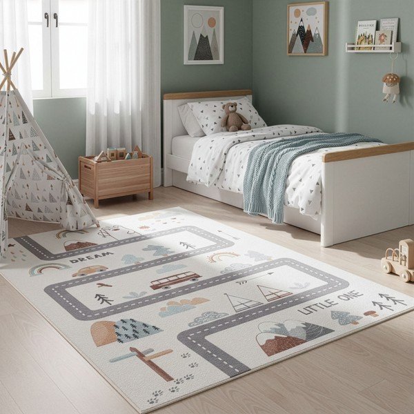 Cremefarbener, waschbarer Kinderteppich, 160 x 230 cm Coco 1134 - Ayyildiz Carpets-image-1