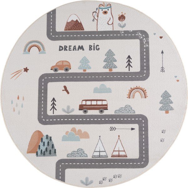 Cremefarbener, waschbarer Kinderteppich, Ø 120 cm Coco 1134 - Ayyildiz Carpets