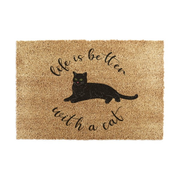 Fußmatte aus Kokosfasern, 40 × 60 cm Life Is Better With a Cat - Artsy Doormats
