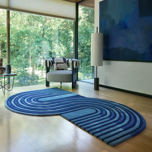 Dunkelblauer, handgewebter Wollteppich, 200 × 290 cm Conway Retro - Flair Rugs-image-1