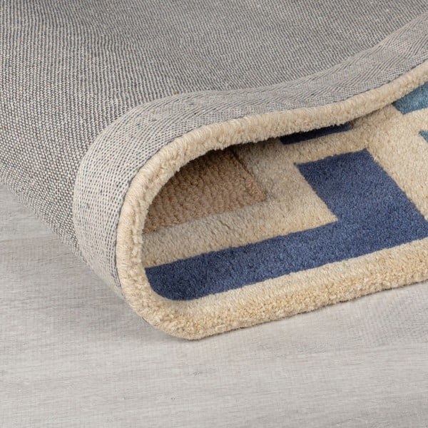 Blau-orangefarbener, handgewebter Wollteppich, 160 × 230 cm Retro Blocks - Flair Rugs-image-2