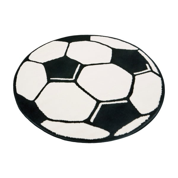 Weißer/schwarzer Kinderteppich, Ø 100 cm Football - Hanse Home