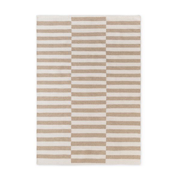 Weiß/hellbrauner, beidseitig nutzbarer, handgewebter Wollteppich, 160 × 230 cm Vika - Hanse Home