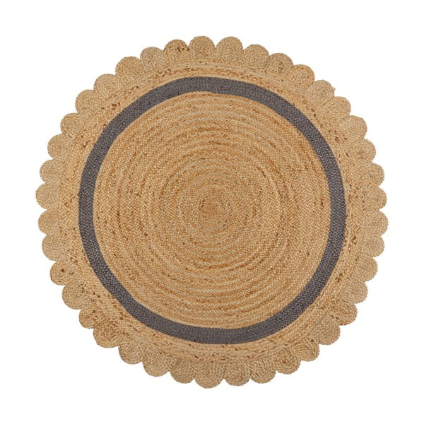 Grauer/naturfarbener, handgewebter runder Jute-Teppich, Ø 160 cm Grace Grey - Flair Rugs